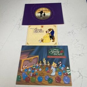 Disney Beauty and the Beast Lithograph Set of 3 Best Guests  Enchanted Christmas